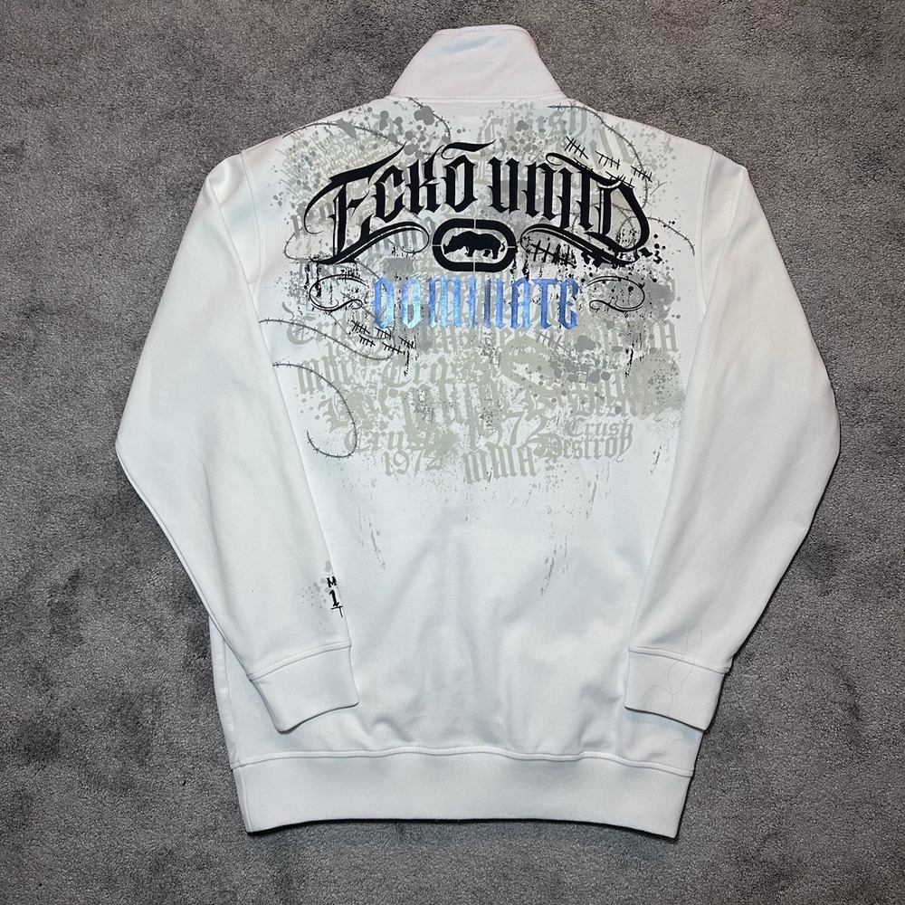 Vintage Ecko Unltd MMA Full Zip Track Jacket White Mens Medium Rage Hate Y2K